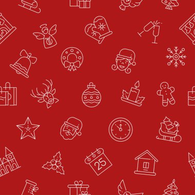 Xmas temalı doğrusal semboller vektörsüz desen