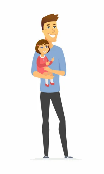 Pai e filha - desenhos animados personagens ilustração —  Vetores de Stock