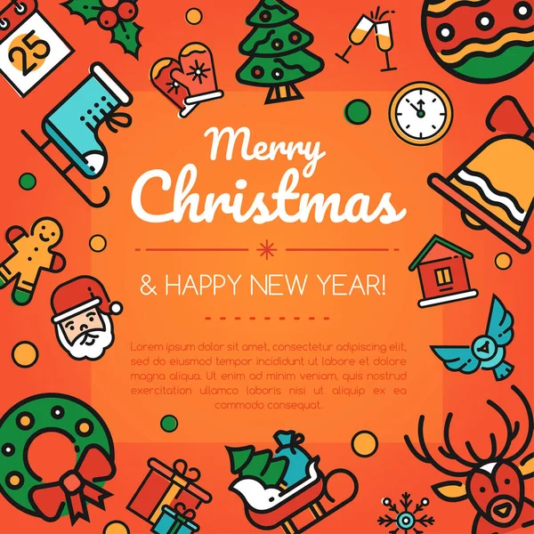 Buon Natale e felice anno nuovo modello di banner sui social media — Vettoriale Stock