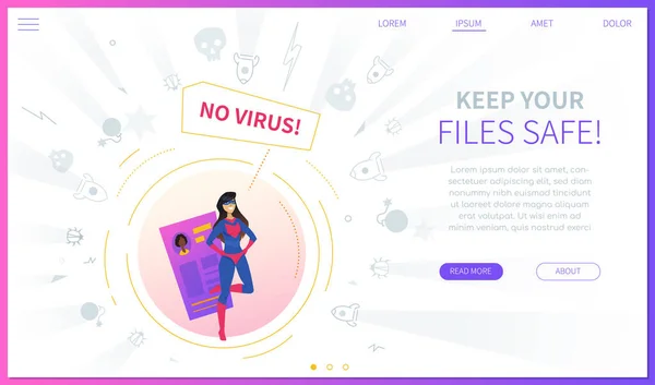 Konsep perangkat lunak Antivirus mendarat templat halaman web - Stok Vektor