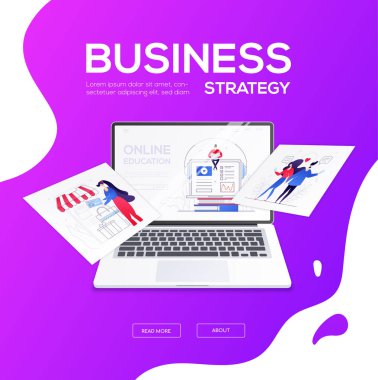 İş stratejisi - düz tasarım tarzı renkli web afiş