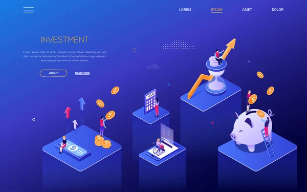 Investment concept - colorful isometric vector web banner — Stock vektor