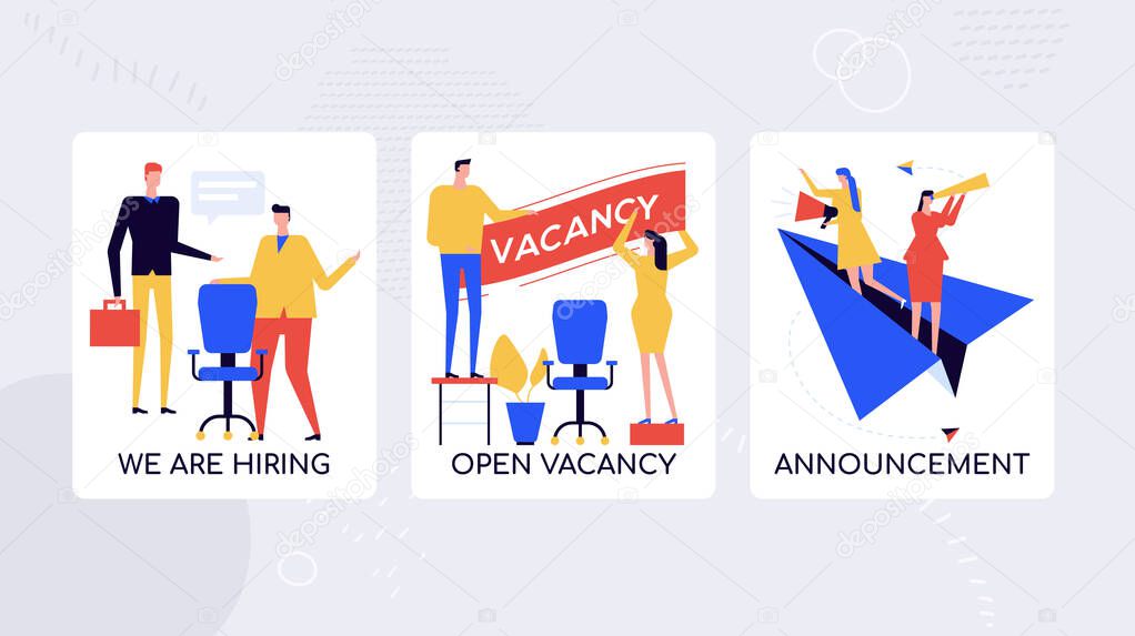 HR agency hiring staff vector banner template