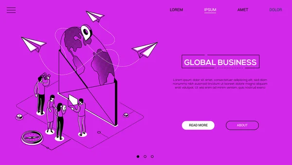 Affaires mondiales - bannière web isométrique de style de conception de ligne — Image vectorielle