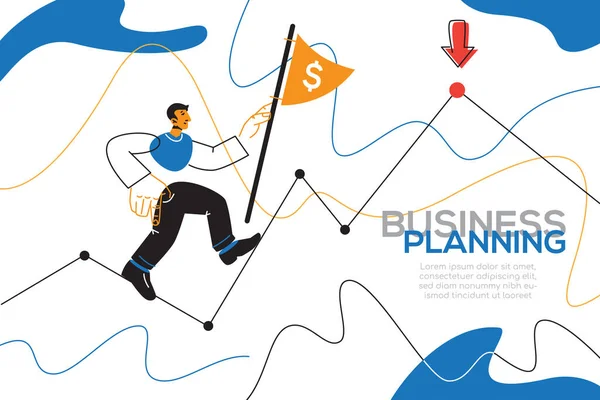 Business planning - banner web colorato in stile flat design — Vettoriale Stock