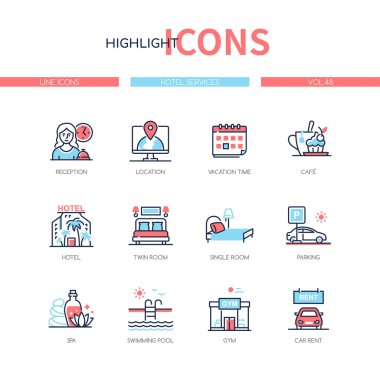 Otel hizmetleri - satır tasarım simgeleri ayarlandı