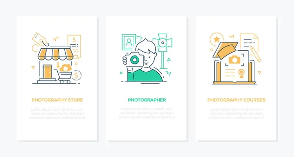 Conceito de foto - banners de estilo de design de linha definido — Vetor de Stock