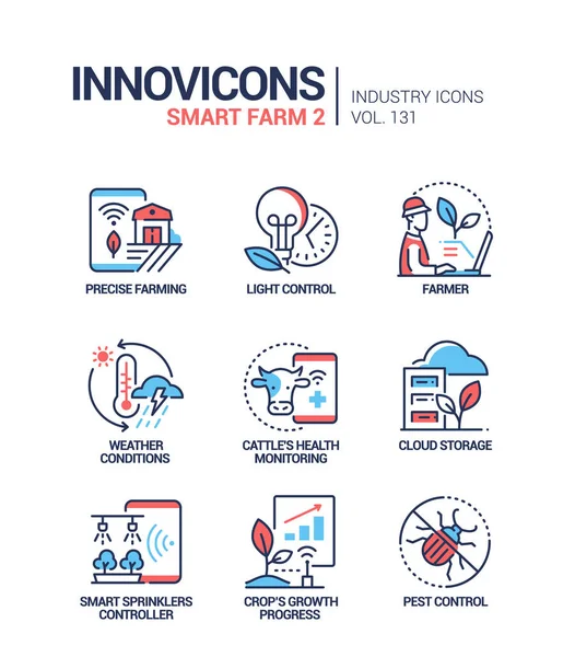 Ferme intelligente - moderne ligne colorée icônes de style de conception — Image vectorielle
