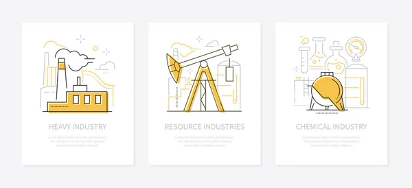 Productie concept - lijn design banners set — Stockvector