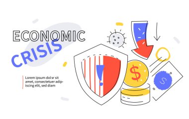 Ekonomik kriz - renkli düz tasarım web pankartı