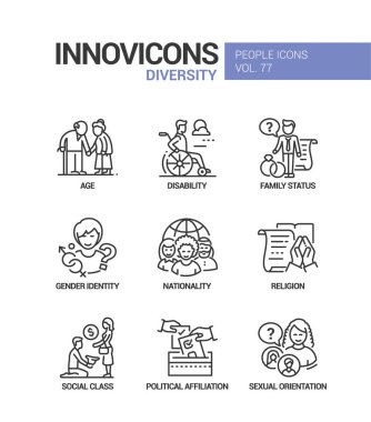 Çeşitlilik konsept çizgisi tasarım simgeleri belirlendi