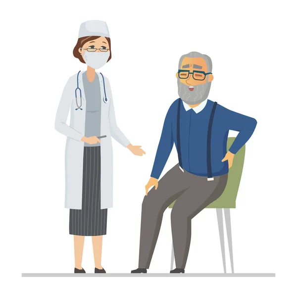 Senior man consulting with a doctor - flat design style illustration — Stockový vektor