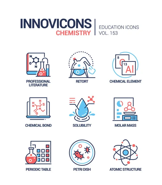 Química - conjunto de ícones de estilo de design de linha moderna —  Vetores de Stock