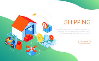 Nakliye hizmeti - modern renkli izometrik web pankartı