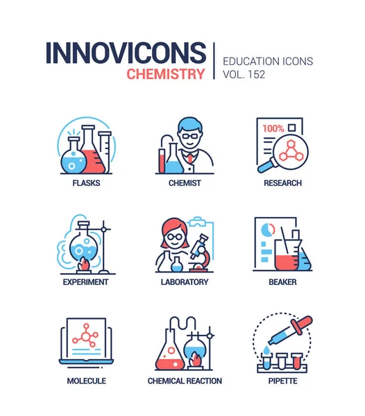 Química - conjunto de ícones de estilo de design de linha moderna —  Vetores de Stock