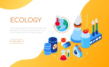 Ekolojik sorunlar - modern renkli izometrik web pankartı