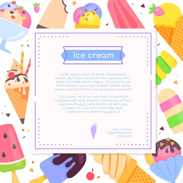 Ice cream - vector flat design style banner — Stock Vector