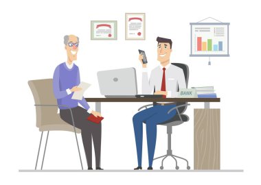 Röportajdaki son sınıf öğrencisi - düz tasarım çizimi