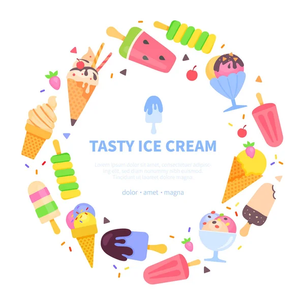 Tasty ice cream - vector flat design style banner — Stock Vector