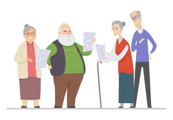 Chant de personnes âgées illustration de style design plat — Image vectorielle