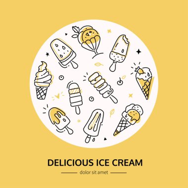 Lezzetli dondurma - Sıra dizayn tarzı afiş