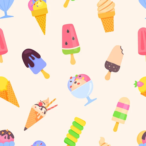 Ice cream - colorful flat design style pattern — Stock Vector