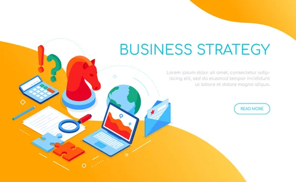 Business strategy concept - moderno banner web isometrico colorato — Vettoriale Stock