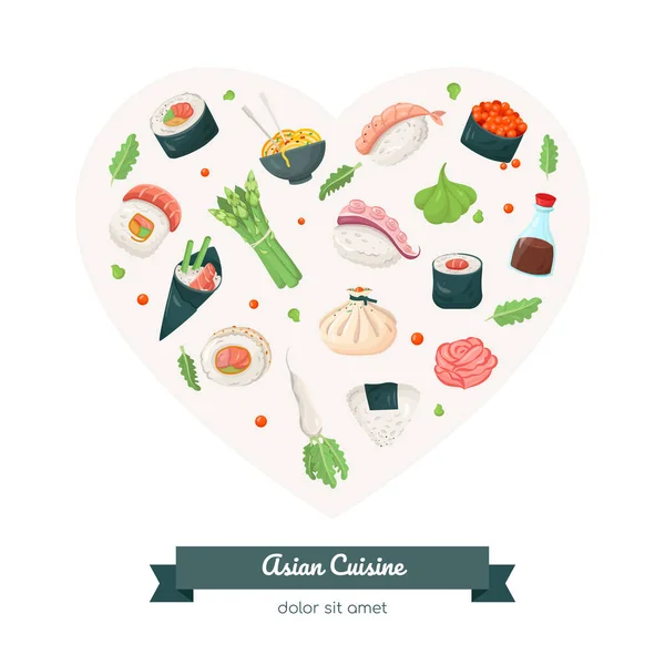 Cuisine asiatique - bannière colorée de style design plat — Image vectorielle