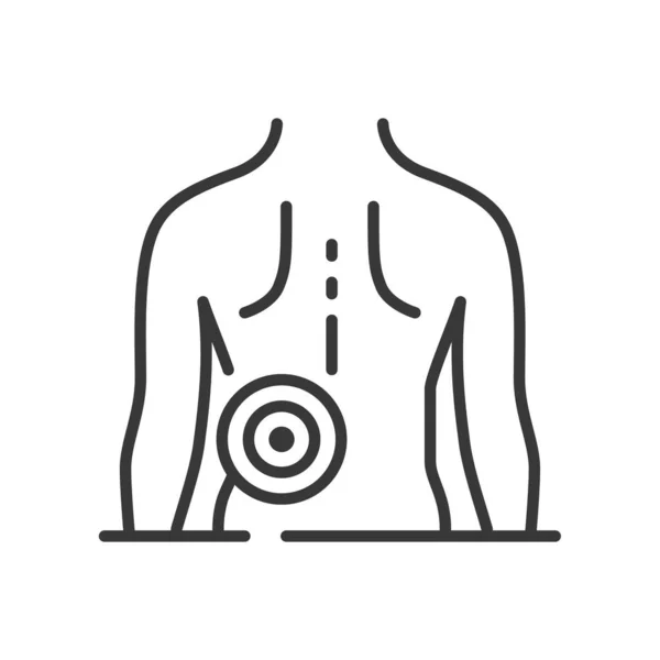 Mal di schiena - disegno della linea vettoriale singola icona isolata — Vettoriale Stock