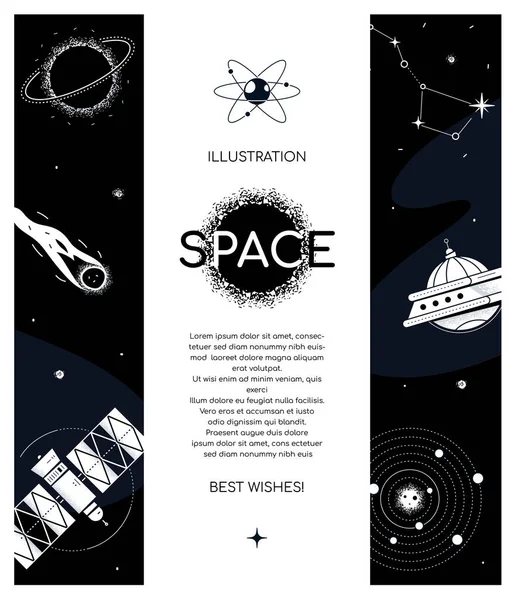 Eksploracja kosmosu - nowoczesny płaski baner — Wektor stockowy