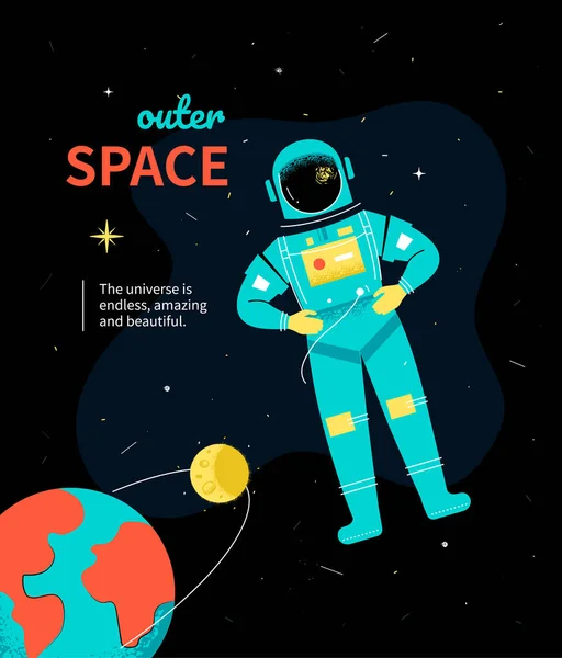 Espacio exterior - colorido diseño plano estilo ilustración — Archivo Imágenes Vectoriales