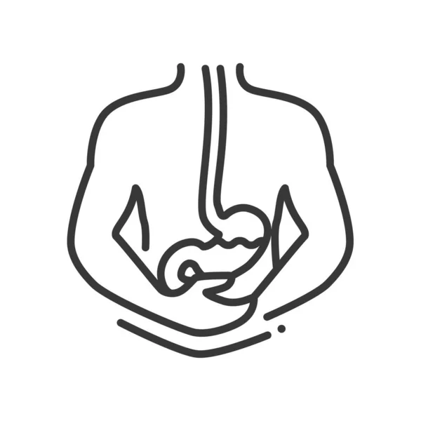 Stomachache - diseño de línea vectorial único icono aislado — Archivo Imágenes Vectoriales