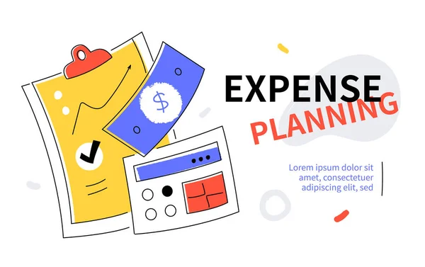 Planificación de gastos - moderno diseño plano colorido banner web de estilo — Vector de stock