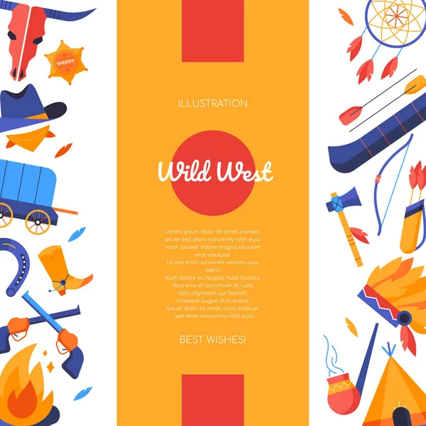 Wild west - banner di design piatto vettoriale — Vettoriale Stock