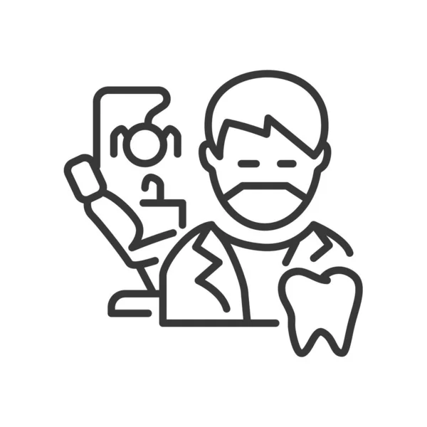 Dentista - diseño de línea vectorial único icono aislado — Vector de stock