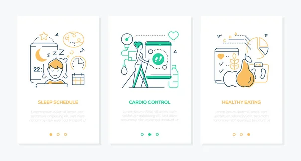 Gesundheit mobile App Linie Design Stil Web-Banner — Stockvektor
