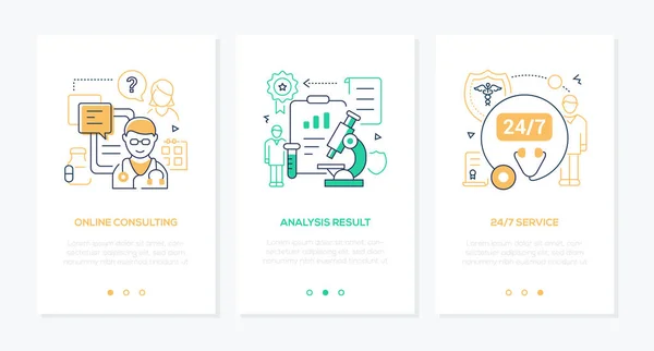 Bandeiras web estilo linha de design de saúde digital —  Vetores de Stock