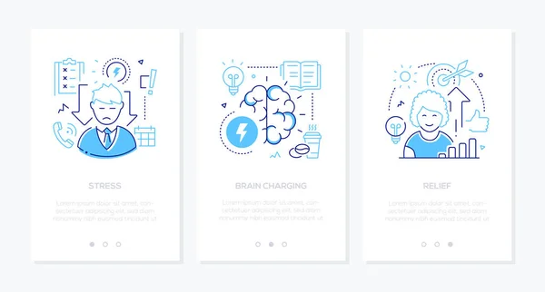 스트레스 컨셉 라인 디자인 스타일 웹 배너 — 스톡 벡터