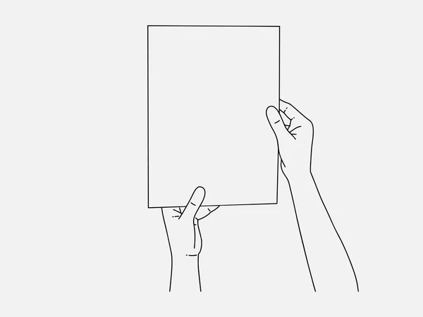 Δύο Χέρια Κρατούν Ένα Κενό Φύλλο Χάρτινου Εικονιδίου Εικονογράφηση Διάνυσμα — Διανυσματικό Αρχείο