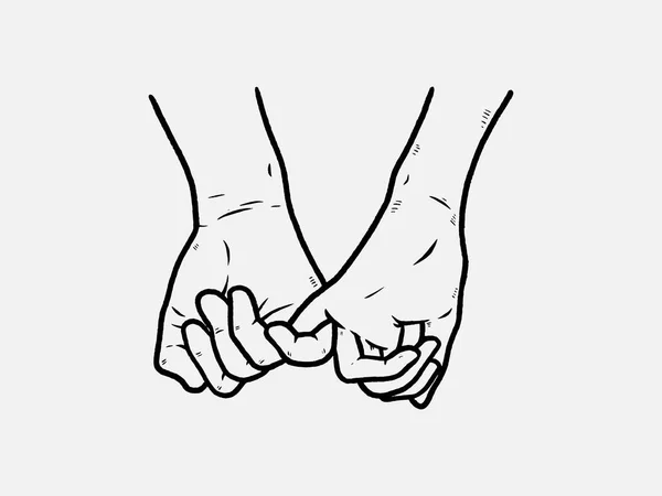 Illustration Vector Doodles Lovers Holding Hands — Stock Vector