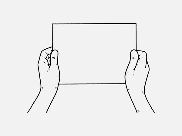 Δύο Χέρια Κρατούν Ένα Κενό Φύλλο Χάρτινου Εικονιδίου Εικονογράφηση Διάνυσμα — Διανυσματικό Αρχείο