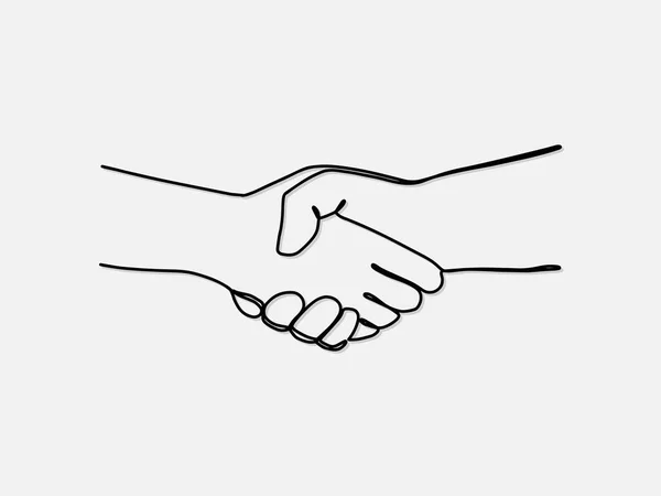 Handshake Continuous Line Vector Drawing Business Agreement Vector Concept — Stock Vector