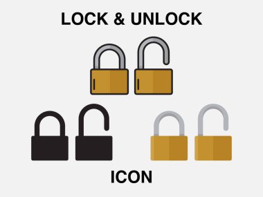 Kilit vektör simgesi ayarlandı. açık veya kapalı illüstrasyon işareti koleksiyonu. Kapı sembolü. Logonun kilidini aç. Web sitenizin tasarımı için güvenlik sembolü, logo, uygulama, UI. Vektör illüstrasyonu.