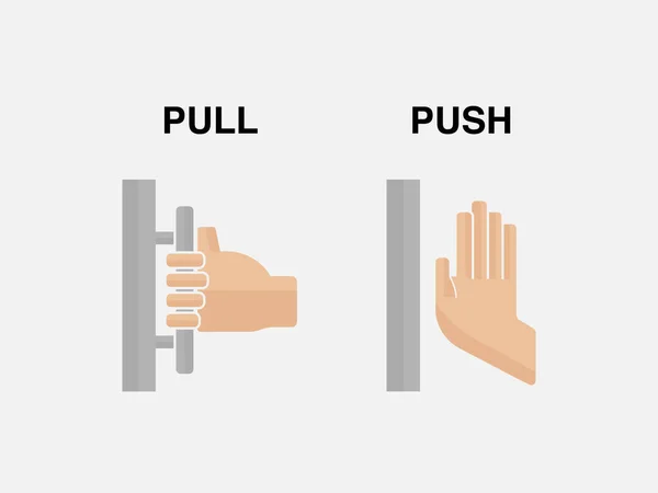 Flat Modern Black Push Pull Icon White Background Push Door — Stock Vector