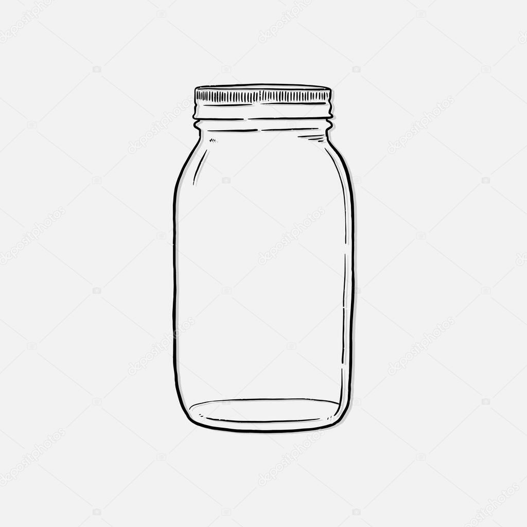 mason Jar hand drawn vector illustration isolated on white background