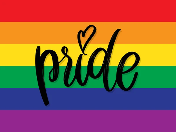 El çizimi aşk LGBT gurur el yazısı beyaz arka planda izole harfler. Poster, sosyal ağ, pankart için vektör şablonu. Poster için gurur duydum. LGBTQ aşk simgesi arkaplanı.
