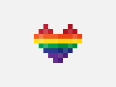 LGBT pride pixel art vector on white background.Vector template for poster, social network, banner, cards. word PRIDE for poster. LGBTQ love symbol background. Concept design. clipart