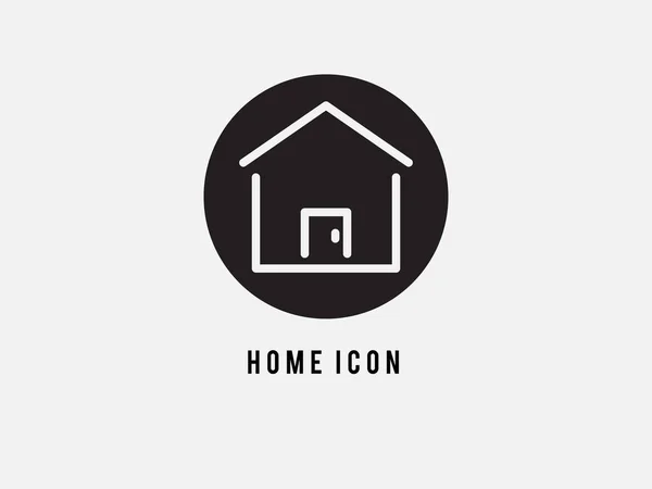 Flat Design Vector Home Ícone Preto Branco Forma Círculo Botão —  Vetores de Stock