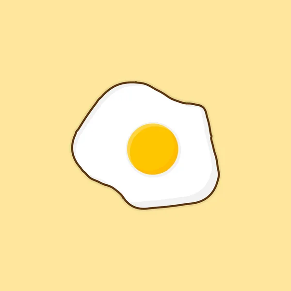 在黄色背景下分离的煎蛋 煎蛋扁平图标 炒蛋特写 — 图库矢量图片