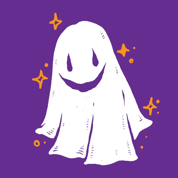 Ghost Halloween Вектор Моторошний Диявол Карикатура Ілюстрації Doodle Святкування Хелловін — стоковий вектор